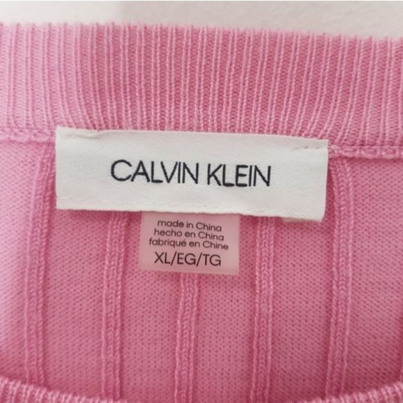 Calvin Klein Ribbed Ruffle Sleeve Sweater Dress Pink XL NWT - Picture 3 of 7